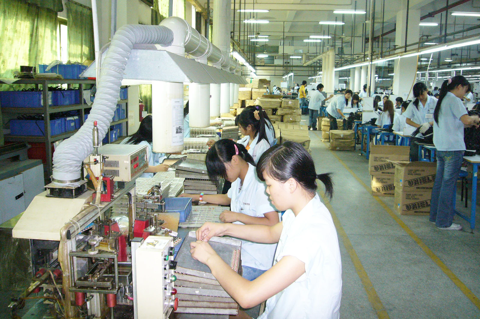 Skilled workers on the assembly line